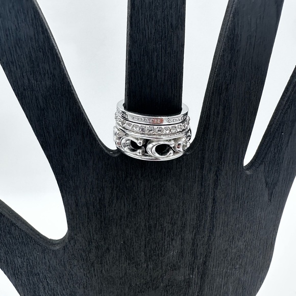 Coach 7.5 Silver Ring NWOT Stackable Set - Picture 4 of 5
